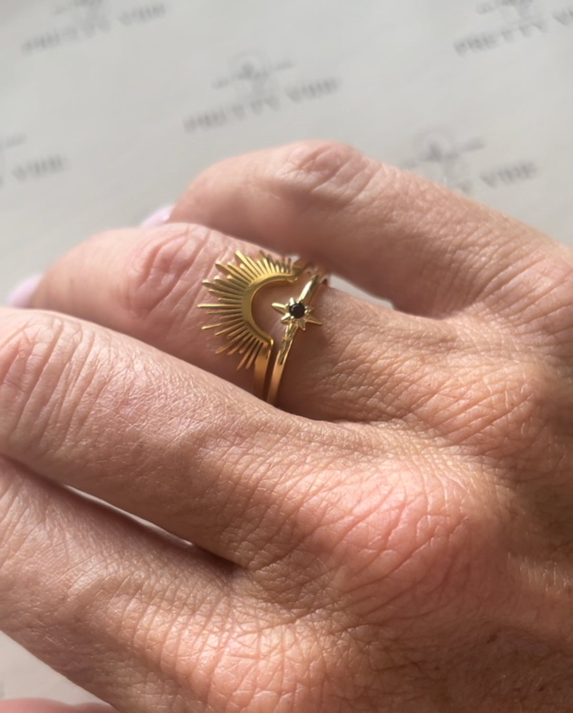 Gold Savannah Sunburst Stacking Ring