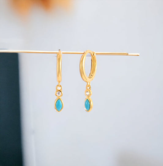 Gold Norah Huggie Drop Earrings