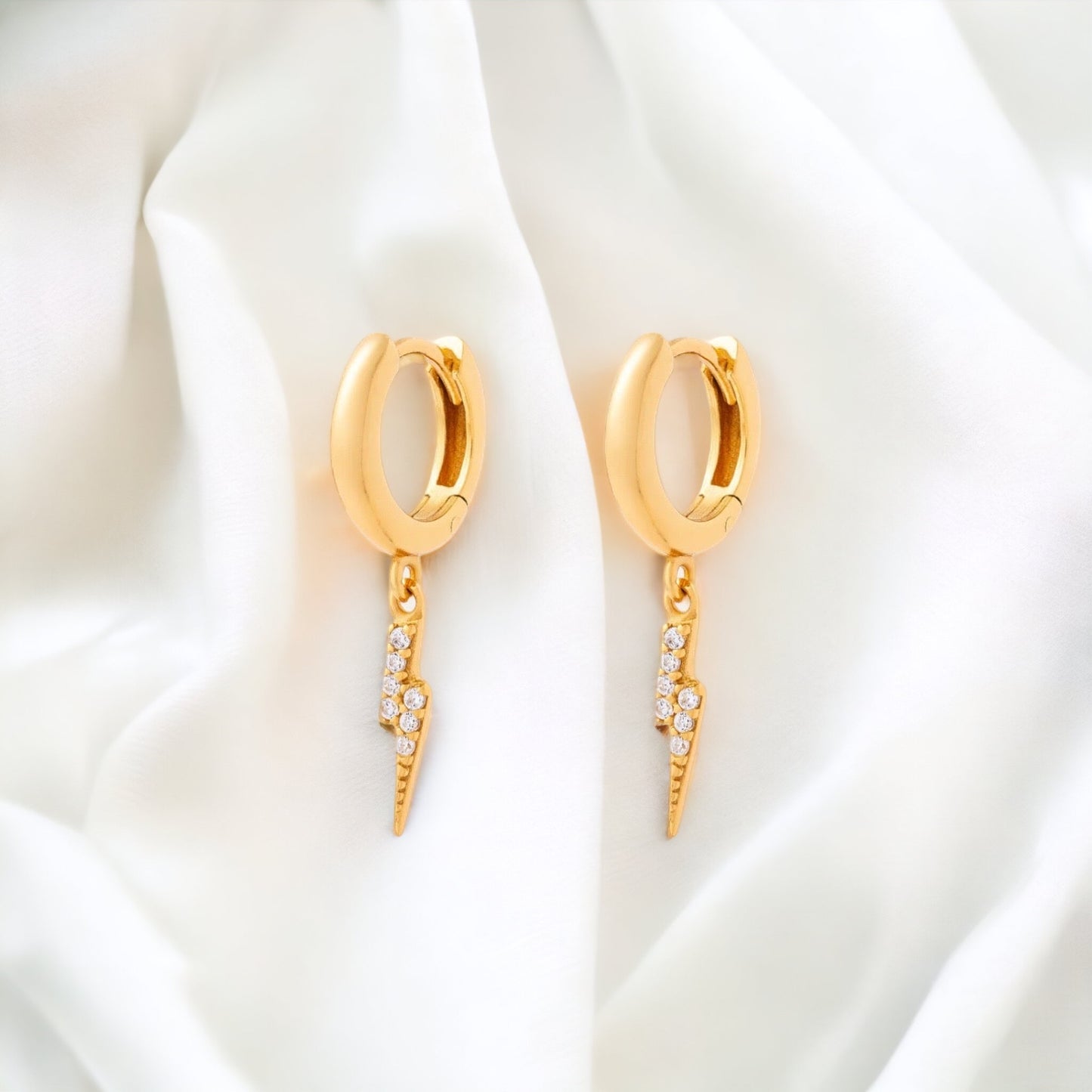 Gold Pave Raye Huggie Earrings