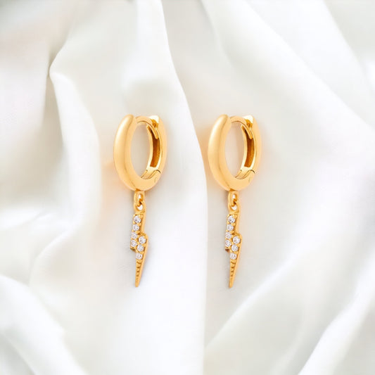 Gold Pave Raye Huggie Earrings